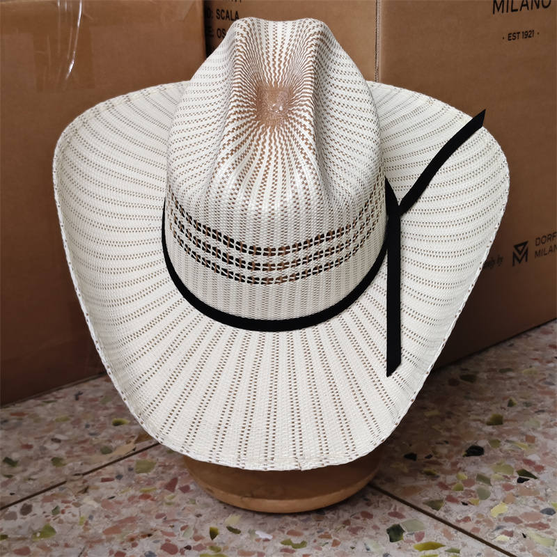 Cowboy Hat Straw - หมวกคาวบอย หมวกสานหลากสี หมวกปีกกว้างม้วนขอบ สำหรับผู้ชายและผู้หญิง สไตล์วินเทจ หมวกคาวเกิร์ล