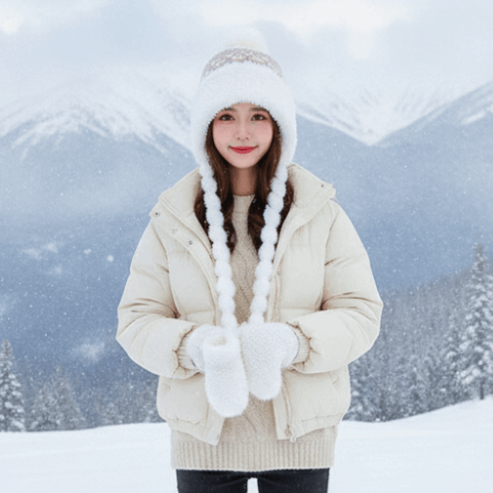 หมวกไหมพรมลายทางบุขนแกะพร้อมพู - Winter Trapper Hat บทวิจารณ์และราคา